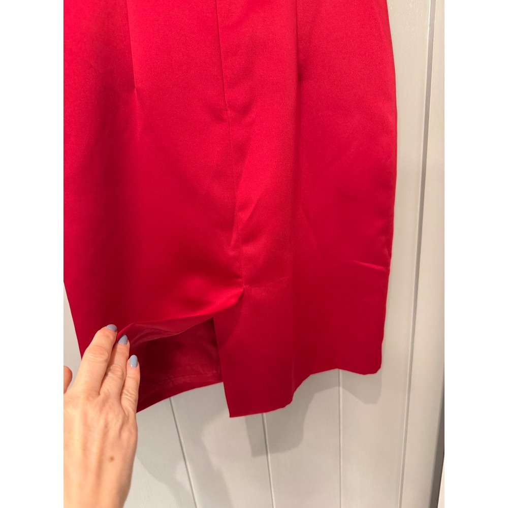 Talbots Petites Red Sleeveless Satin Sheath Dress Party Cocktail Occasion 4P - Picture 9 of 10